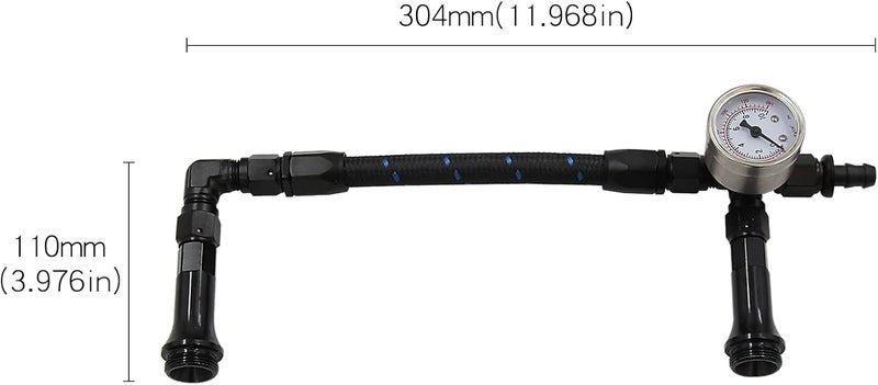 LVOUP 4150 Carburetor Fuel Line Kit AN6 Dual Feed Fuel Line with Pressure Gauge for Holley Black with Pattern - Image 2